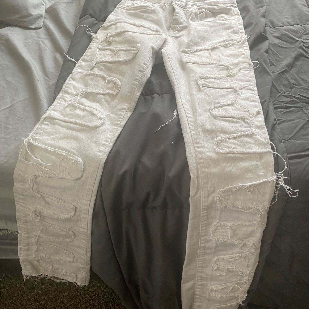 Stylish White Distressed Kids Jeans